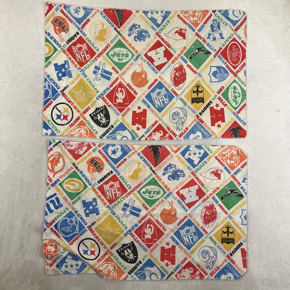Vintage NFL Teams Pillowcases Set of 2 Multi Color Football Bedding Decor